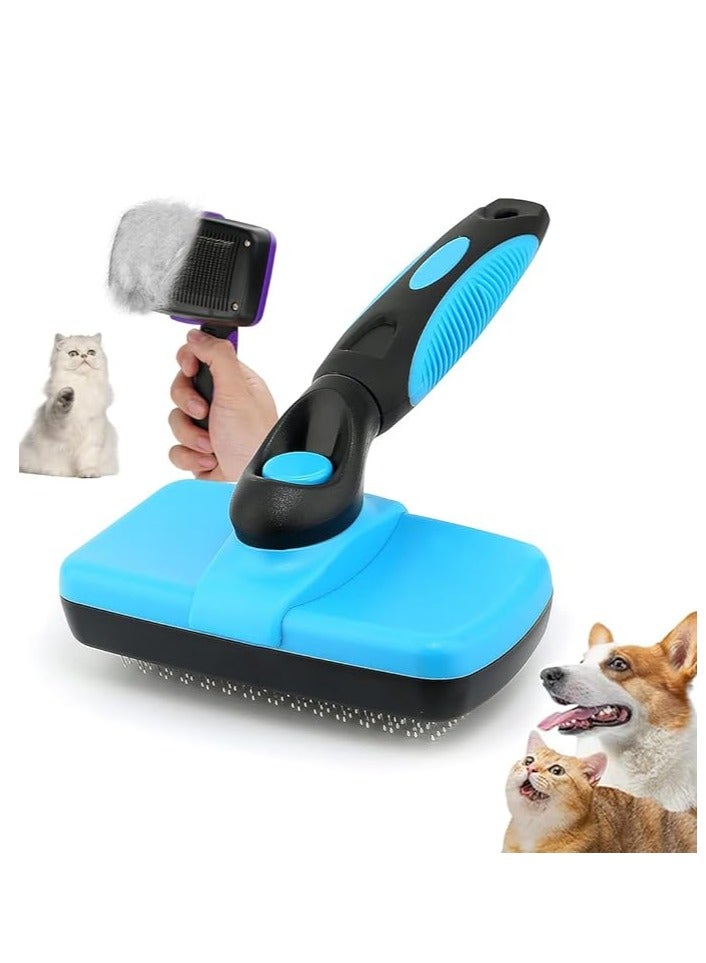 فرشاة تنظيف ذاتية للكلاب والقطط - وظيفة بنقرة واحدة، مزيل شعر لطيف وفعال للحيوانات الأليفة الصغيرة والمتوسطة والكبيرة، فرشاة للعناية بالحيوانات الأليفة، أداة إزالة التشابك، فرشاة لفك التشابك، شعيرات ناعمة للبشرة الحساسة، فرشاة شعر احترافية للحيوانات الأليفة ذرف وإزالة الفراء - Image 1
