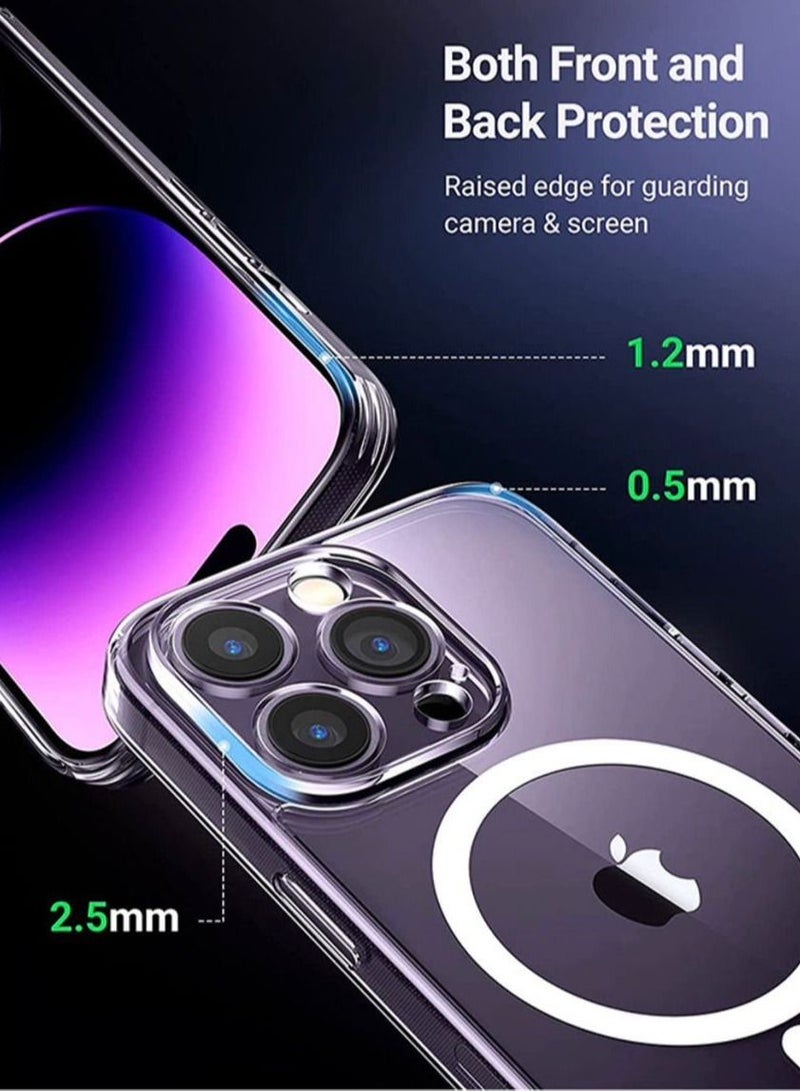 iPhone 14 Pro Max Magsafe Case 6.7 Inch Slim Thin Magnetic Case Yellowing-Resistant Anti-Drop Shock Absorption Anti-Scratch and Hard Back Crystal Case Cell Phone Case iPhone 14 Pro Max Case Clear  - Image 3