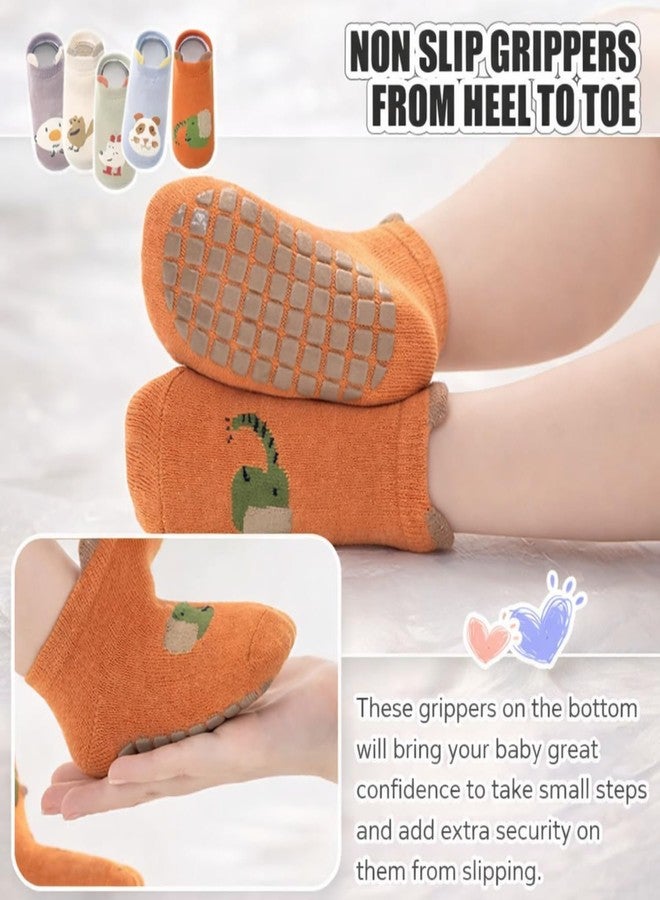 Urban Elite 5 Pairs Baby Socks Set, Antislip Socks for New Born Baby 0-3 Years, Non Slip Grip Ankle Socks with Non Skid Soles for Infants Baby Shower Gifts - Image 5