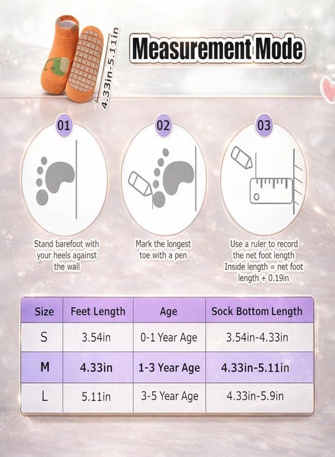 Urban Elite 5 Pairs Baby Socks Set, Antislip Socks for New Born Baby 0-3 Years, Non Slip Grip Ankle Socks with Non Skid Soles for Infants Baby Shower Gifts - Image 3