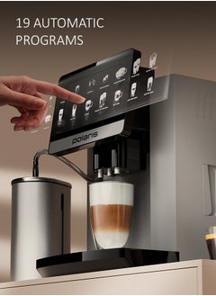Polaris Coffee Machine, 1500W, Touch Display, 20 Bar Italian Pump, 1.8 Liter Tank Capacity, 19 grind levels, 3 Year Warranty  - Image 1