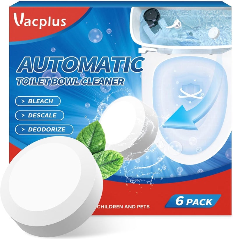 Vacplus Automatic Toilet Bowl Cleaner Tablets - 6 Pack with Bleach for Deodorizing and Descaling - Image 1