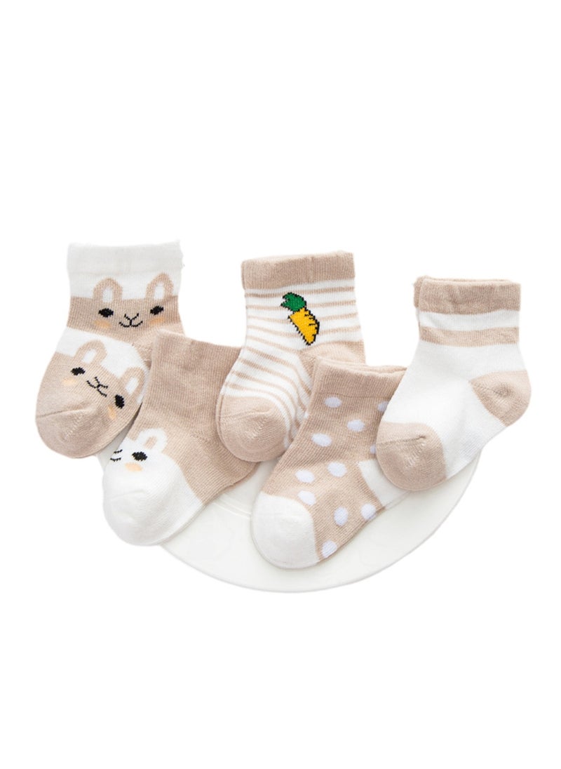 Generic - 5 pairs of baby socks cute cartoon socks sweat-absorbent and breathable cotton socks - Image 1