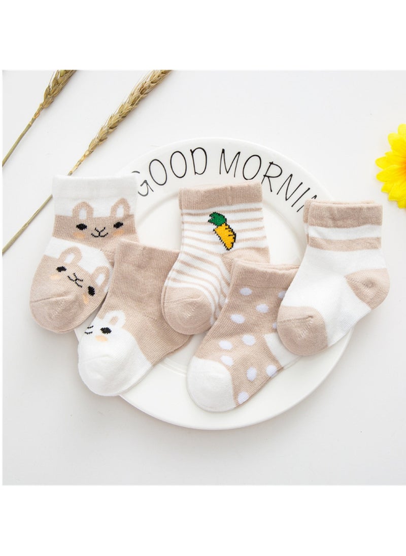 Generic - 5 pairs of baby socks cute cartoon socks sweat-absorbent and breathable cotton socks - Image 1