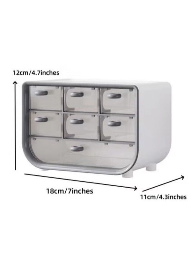 Dustproof Plastic Desktop Storage Box with Drawer Multi-functional Desk Organizer,Cosmetic Organizer Storage Case,Office Stationery Storage Cabinet, Bathroom Desktop Drawer Cabinet, Desktop Storage Box for Office Home,18x11x12cm - Image 2