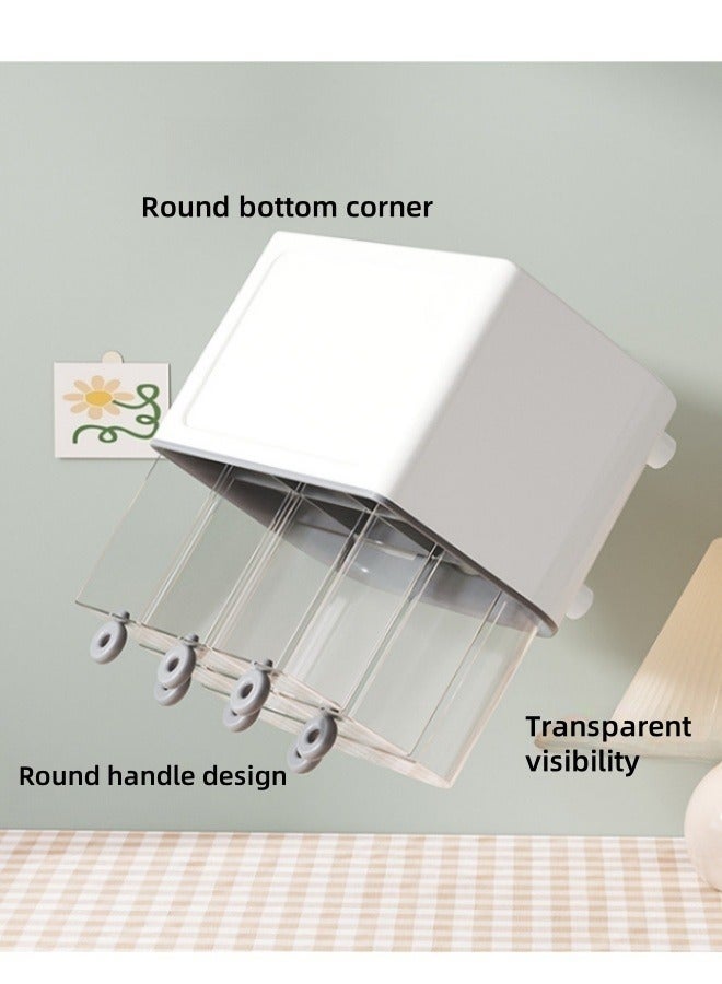 Dustproof Plastic Desktop Storage Box with Drawer Multi-functional Desk Organizer,Cosmetic Organizer Storage Case,Office Stationery Storage Cabinet, Bathroom Desktop Drawer Cabinet, Desktop Storage Box for Office Home,18x11x12cm - Image 4