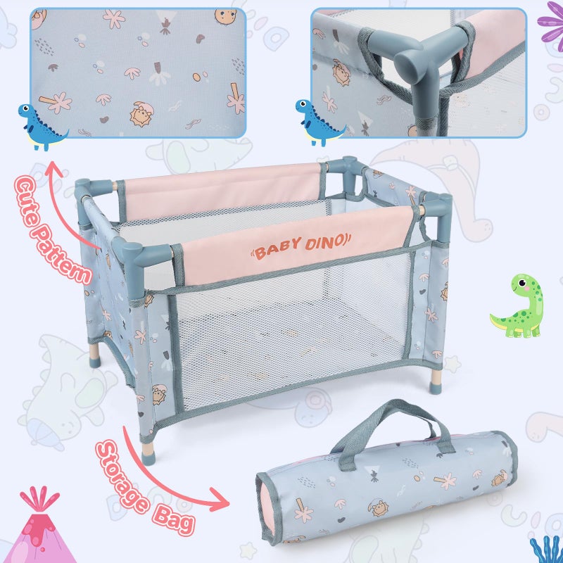 deAO Baby Doll Set,12 inch Doll Playset with Doll Stroller Crib Bed Nursery Role Play Set Accessories and Play Mat,Foldable Stroller and Travel Bag,Birthday Gifts for Girls - Image 4