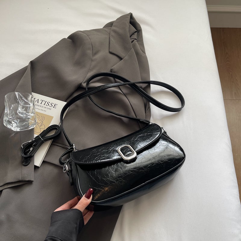 Casual Oil Wax Leather Small Bag For Women Summer Fashion Crossbody Bag High-End Commuter Armpit Small Square Bag - Image 1