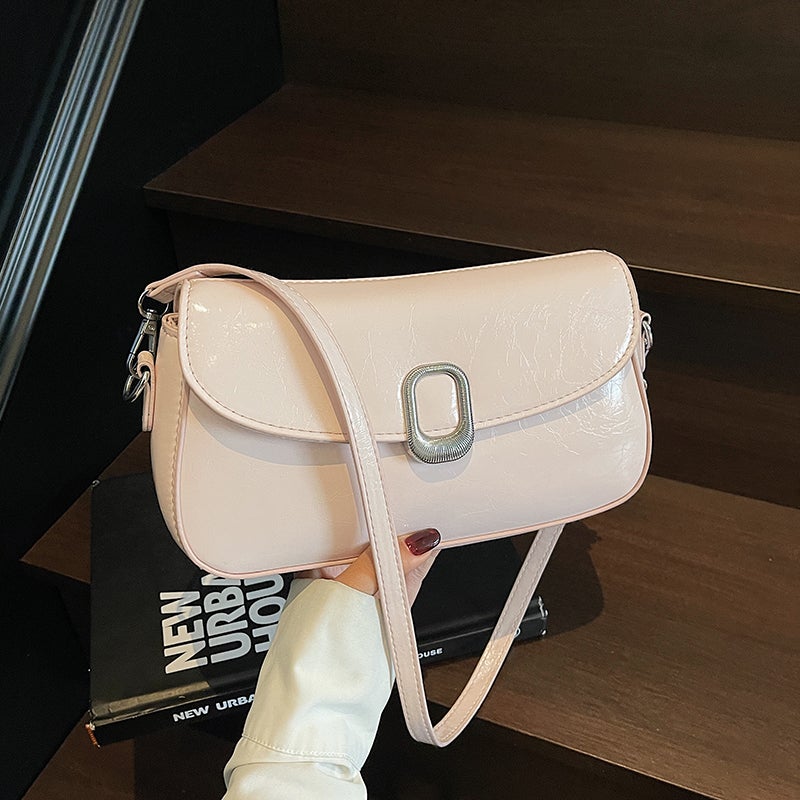 Casual Oil Wax Leather Small Bag For Women Summer Fashion Crossbody Bag High-End Commuter Armpit Small Square Bag - Image 2