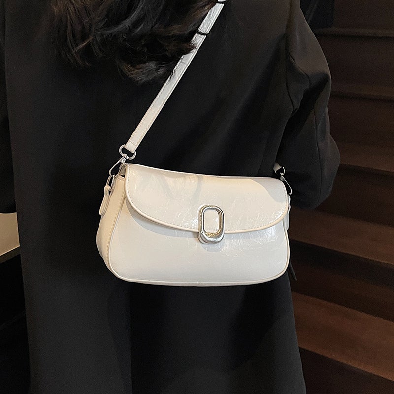 Casual Oil Wax Leather Small Bag For Women Summer Fashion Crossbody Bag High-End Commuter Armpit Small Square Bag - Image 5