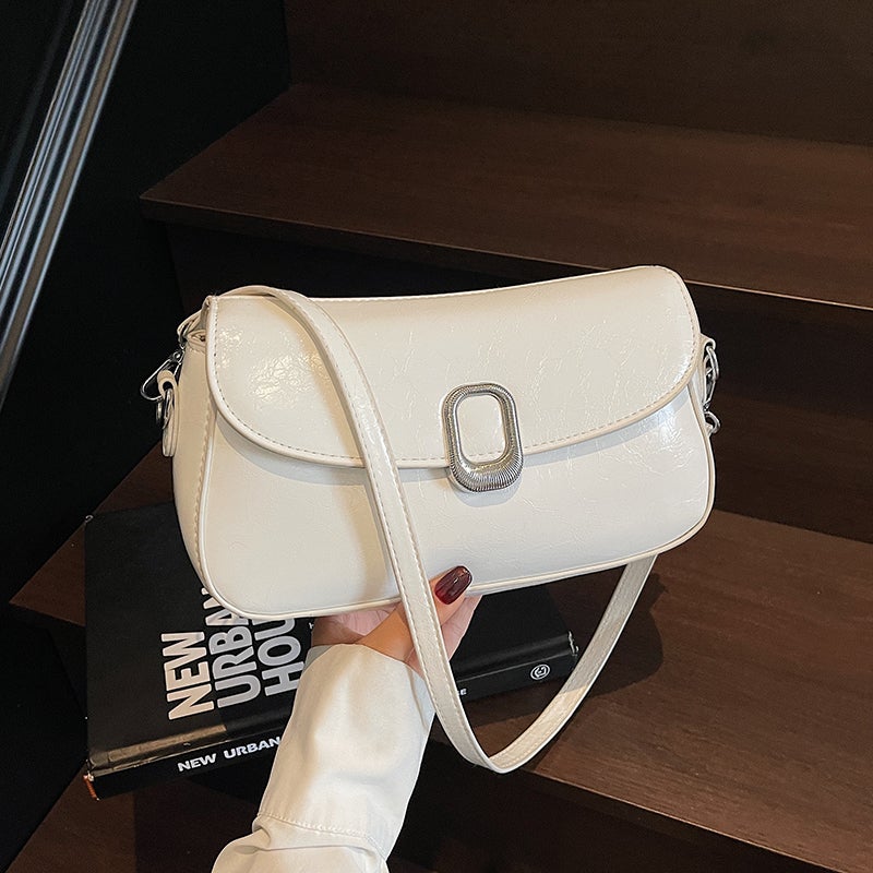 Casual Oil Wax Leather Small Bag For Women Summer Fashion Crossbody Bag High-End Commuter Armpit Small Square Bag - Image 4
