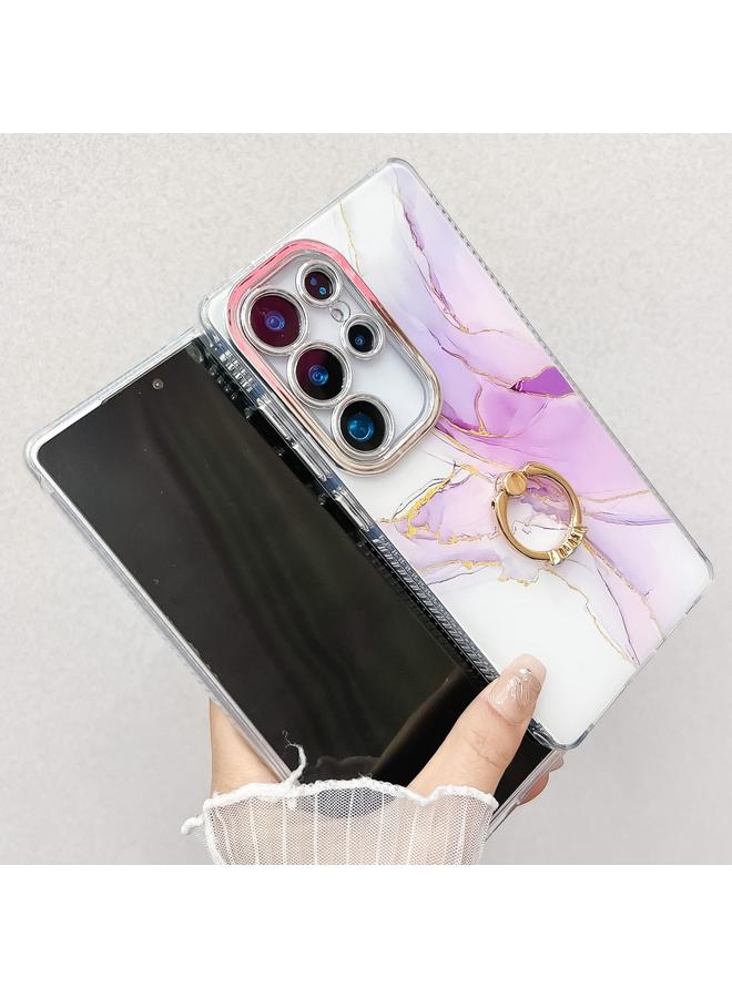 S-TOP Case For Samsung Galaxy A26 5G Electroplated Marble Texture Ring Holder Phone Case - Image 4
