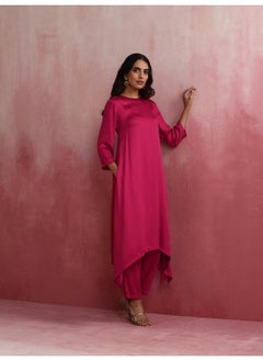 trueBrowns Magenta Highlow Modal Kurta Set  - Image 2