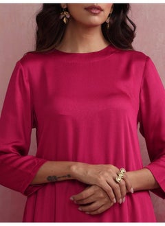 trueBrowns Magenta Highlow Modal Kurta Set  - Image 5