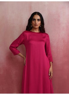 trueBrowns Magenta Highlow Modal Kurta Set  - Image 3
