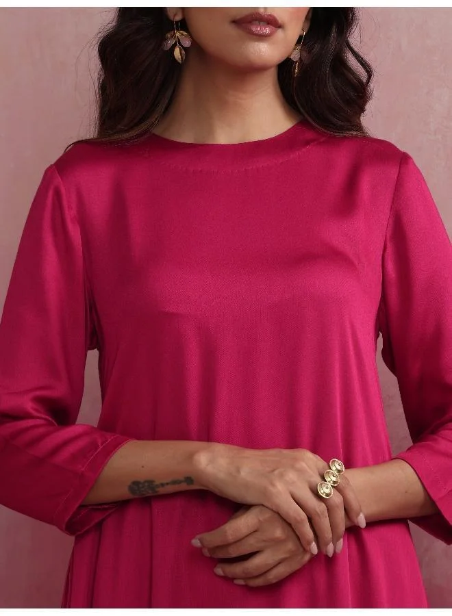 ترو برونز trueBrowns Magenta Highlow Modal Kurta Set