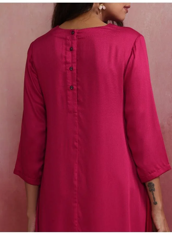 ترو برونز trueBrowns Magenta Highlow Modal Kurta Set