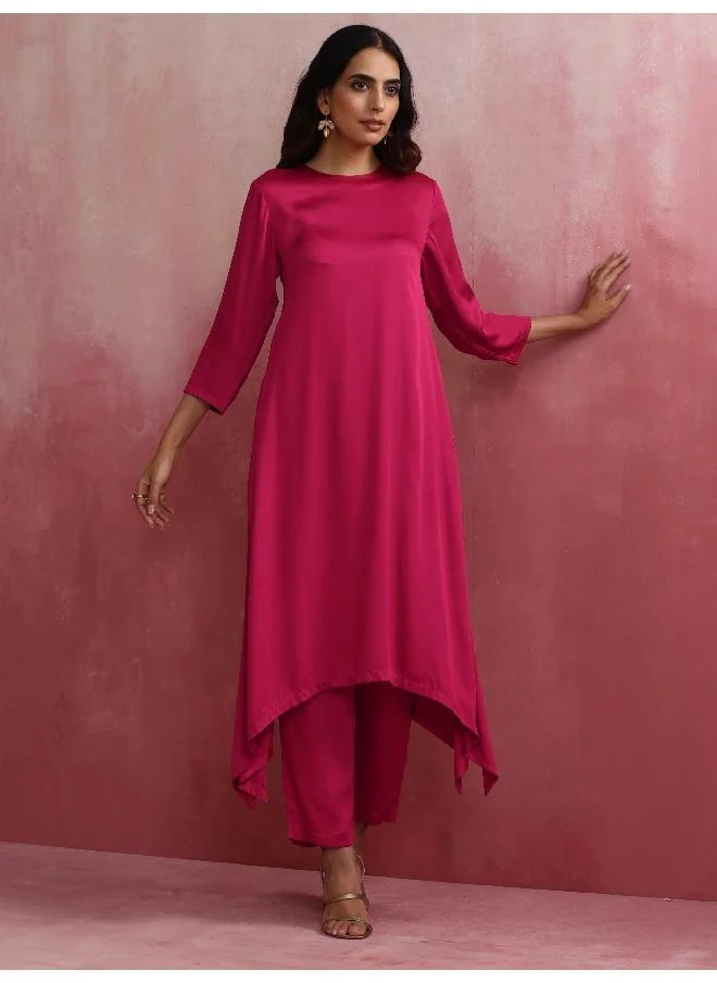 ترو برونز trueBrowns Magenta Highlow Modal Kurta Set