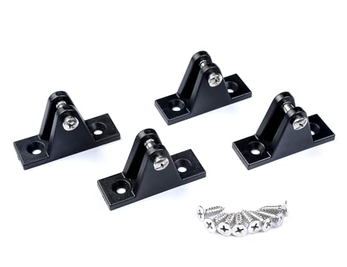 Thorn Boat Bimini Top Hardware Deck Hinge Flat Mount Nylon Accessories Fitting Hardware Work with Boat Jaw Slide, Cap Eye End, W/Screws Pack of 4, Black - Image 2
