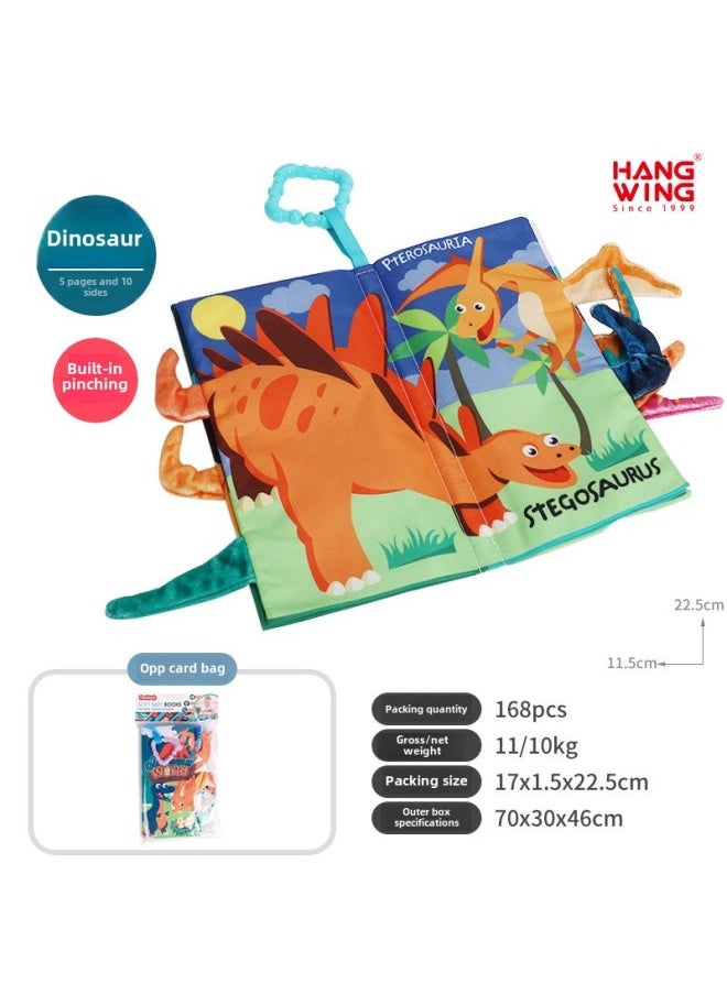 Baby Cloth Book Toy 0-3 Years Old Baby Three-dimensional Animal Tail Tear Not To Rip Educational Early Teaching-Color:Dinosaur Theme -5 Pages And 10 Faces  - Image 1