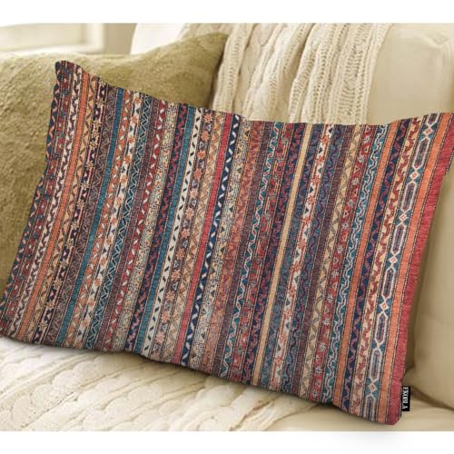 EKOBLA Turkish Carpet Rectangle Pillow Cases Vintage Persian Oriental Waist Lumber Cotton Linen Cushion Cover Oblong Rectangle Pillowcase for Men Women Home Decoration Bedroom 12x20 Inches - Image 3