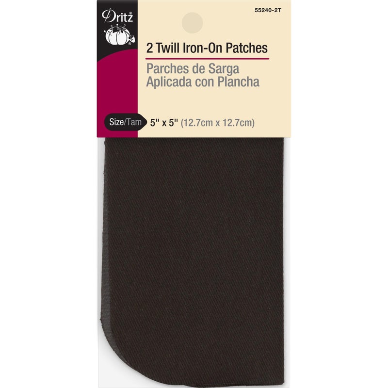 Dritz Dritz Twill IronOn Patches 5 x 5Inch 2 Count Brown