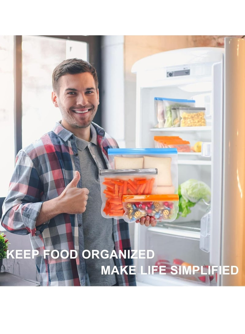 Loquat 10 Pack Reusable Storage Bags Leakproof Freezer Bags for Lunch Marinate Food Travel - Image 3