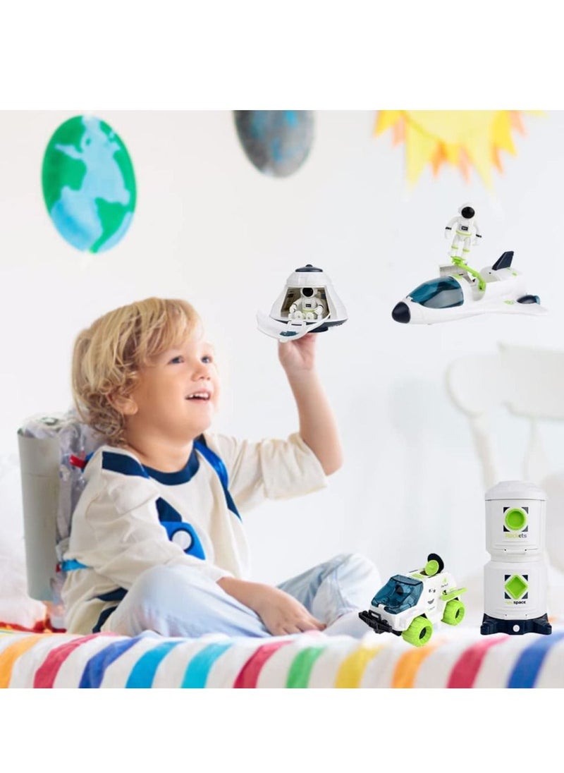 Excefore Astronaut Space Ship Shuttle Rocket Pretend Play Set, City Space Mars Exploration Space Shuttle Toy Kit, Astronaut Roleplay Spaceship Toy for Boys and Girls, Educational Toys for Kids  - Image 3