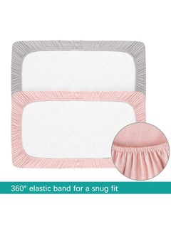 Biloban Biloban Muslin Crib Sheets for Boys and Girls 2 Pack, Ultra Soft Muslin Fitted Baby Crib Sheet for Standard Crib Mattress & Toddler Bed Mattress, Grey and Pink  - Image 3