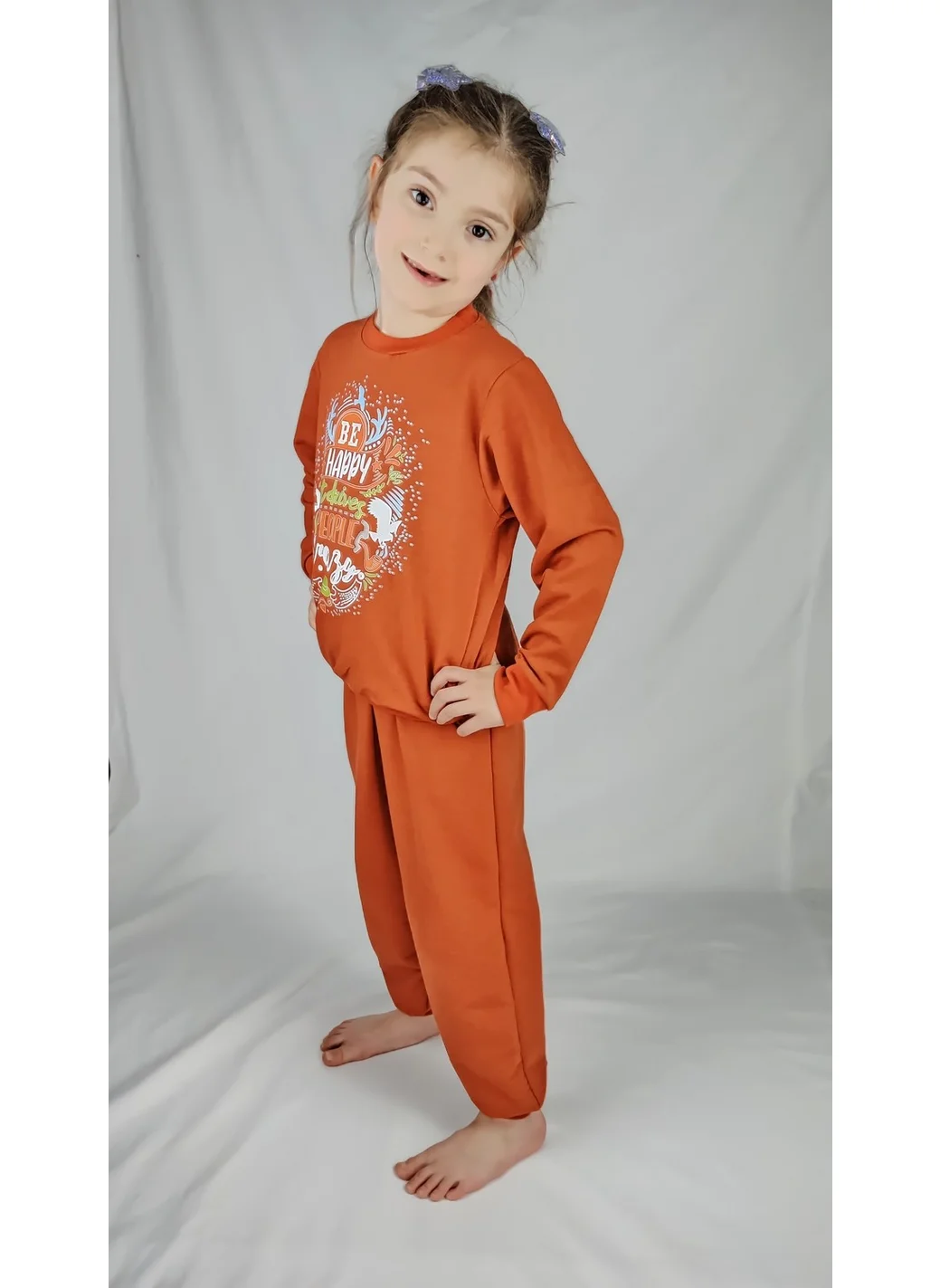 بلونس Girl Waiter Tile Printed Cotton Tracksuit Set