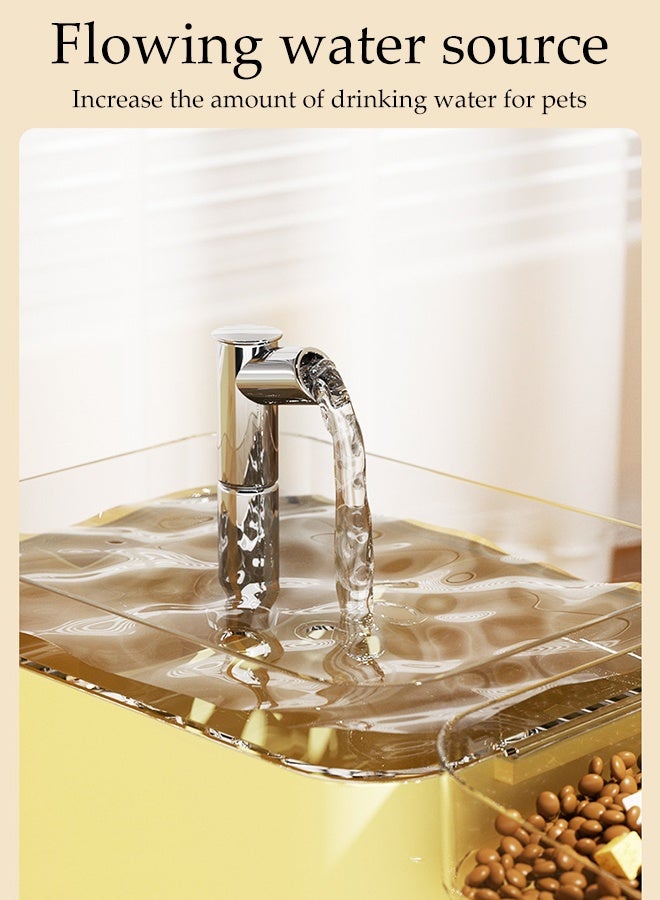 DUNISO 2.5L Pet Water Dispenser,Auto Pet Water Fountain with Pet Bowl,USB Rechargeable Large Capacity Pet Water Dispenser,Easy to Clean,for Cats and Dogs，Beige - Image 5