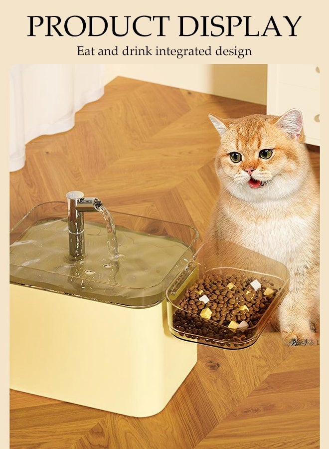 DUNISO 2.5L Pet Water Dispenser,Auto Pet Water Fountain with Pet Bowl,USB Rechargeable Large Capacity Pet Water Dispenser,Easy to Clean,for Cats and Dogs，Beige - Image 3