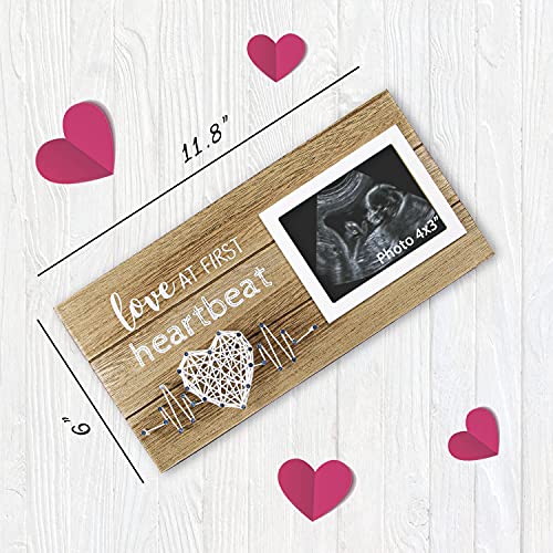 VILIGHT New Mom Gifts - Pregnancy Announcements Baby Gender Reveal Gifts - Love At First Heartbeat Sonogram Picture Frame for Standard 4" x 3" Ultrasound Photo - Image 5