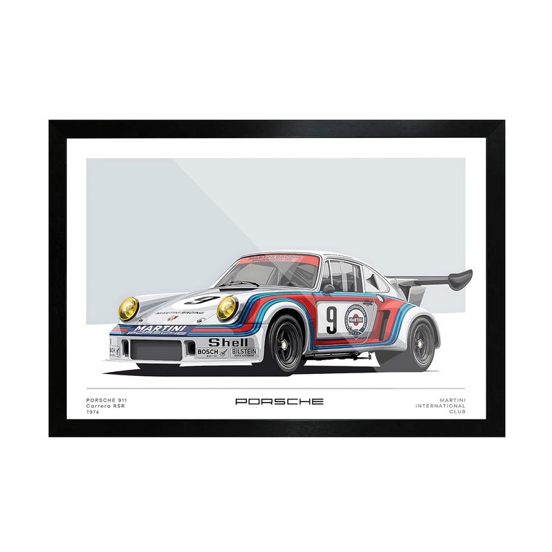 FRAMEO إطار متجر FRAMEO 1974 بورش 911 كاريرا RSR إطار زجاجي فن الجدار بورش ملصق مؤطر بحجم A3 12 × 18 بوصة - Image 2