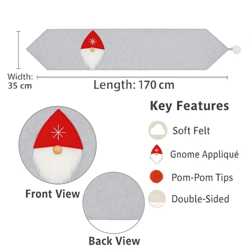 CORALTREE Christmas Table Runner, Grey, Christmas Runner, Santa face christmas Tablecloth, Washable Tablecloth, Non-woven, Runner, Dining Table for Christmas, Table Decoration, Winter Table Decoration - Image 2