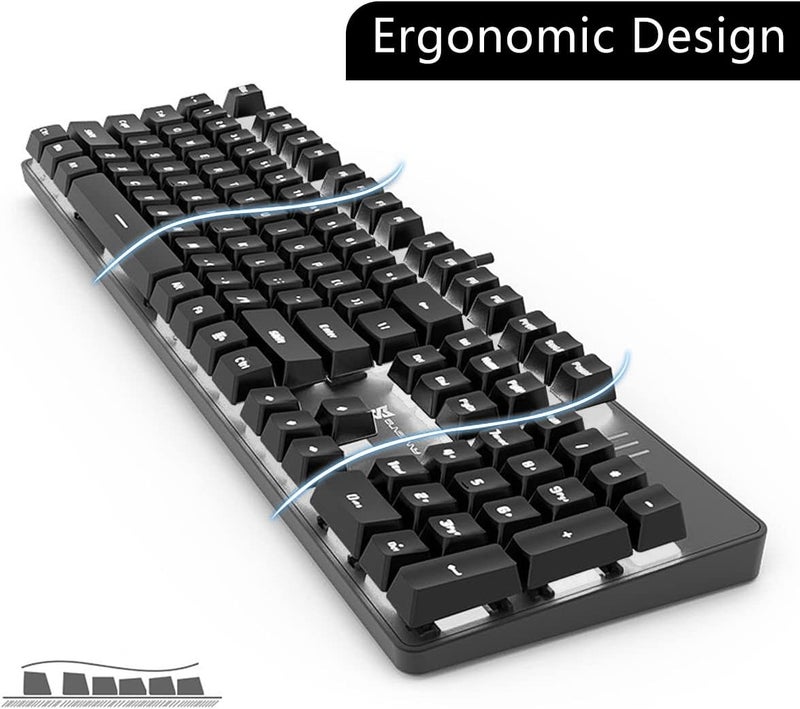 Merdia Ice Blue Backlit Mechanical Keyboard with Brown Switches and 104 Keys Layout - Hot Swappable, Wired Gaming Keyboard - Image 4