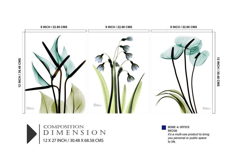 SAF paintings Flower Designer Multieffect UV Textured Panel Painting, Set of 3, 12 X 27 inch (SAhNFC12265) - Image 5