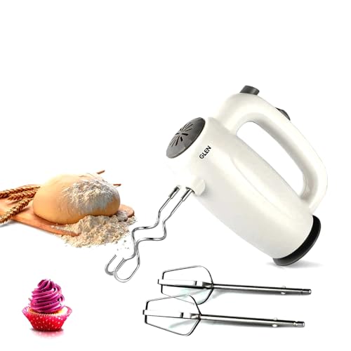 Glen Electric Hand Mixer 125W with Beater & Dough Kneader Hook, Safety Eject Feature, 5 Speed Setting for Quick Mixing, Whisking, Whipping - Cream, Cake & Eggs - White (4059) - Image 1