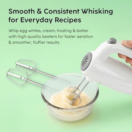 Glen Electric Hand Mixer 125W with Beater & Dough Kneader Hook, Safety Eject Feature, 5 Speed Setting for Quick Mixing, Whisking, Whipping - Cream, Cake & Eggs - White (4059) - Image 5