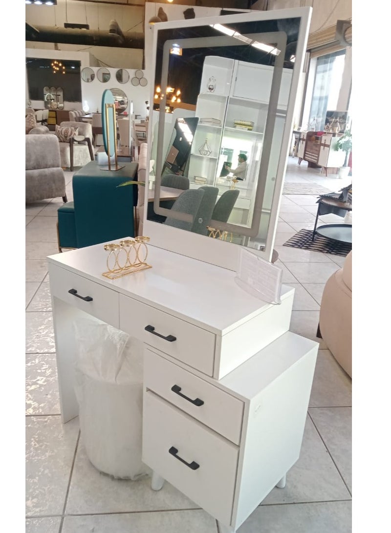 Generic DRESSER WHITE COLOR , LED LIGHT MIRROR ,4 DRAWERS, STOOL WITH CUSHION  - Image 2