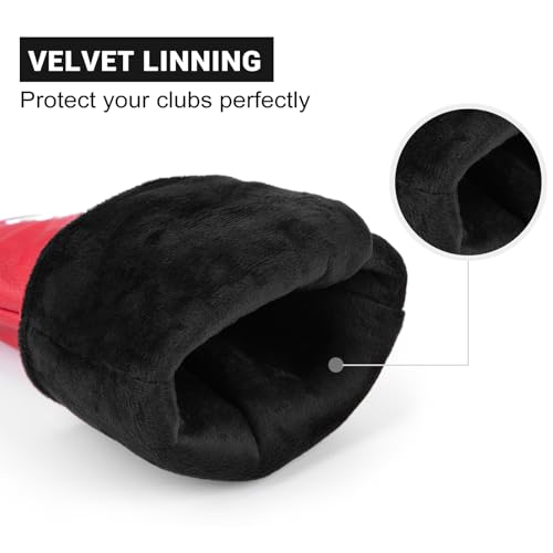 Barudan Golf Club Covers Red PU Leather Golf Headcovers 4 Models Available Driver Fairway 3 5 Wood Hybrid Head Cover fits for All Brand (Driver Cover x1) - Image 3