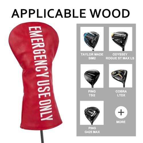 Barudan Golf Club Covers Red PU Leather Golf Headcovers 4 Models Available Driver Fairway 3 5 Wood Hybrid Head Cover fits for All Brand (Driver Cover x1) - Image 5