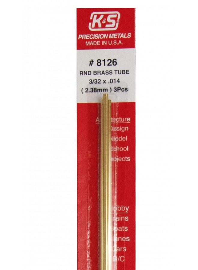 K & S PRECISION METALS 8126 3PK3/32 x 12 BRS RND Tube, Pack of 3, Brass - Image 2