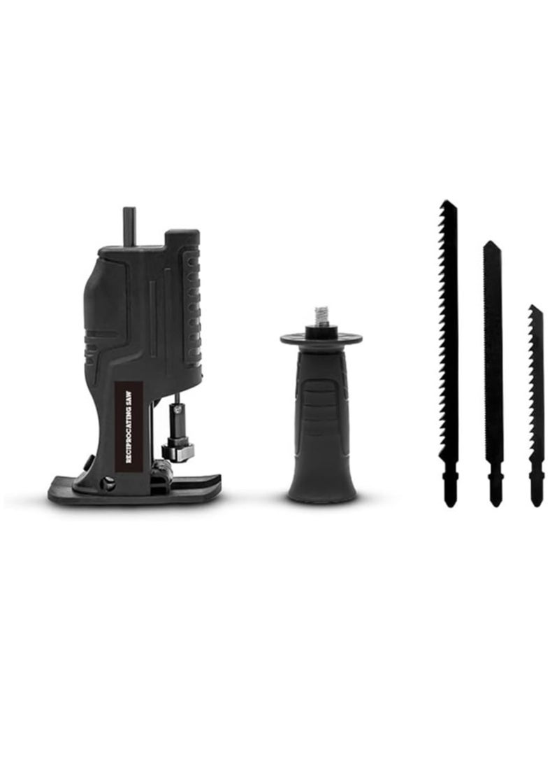 Portable Reciprocating Saw Adapter, Multifunctional Electric Drill Tool Modified Attachment with Ergonomic Handle and 3 Saw Blades for Cutting Metal and Wood - Image 4