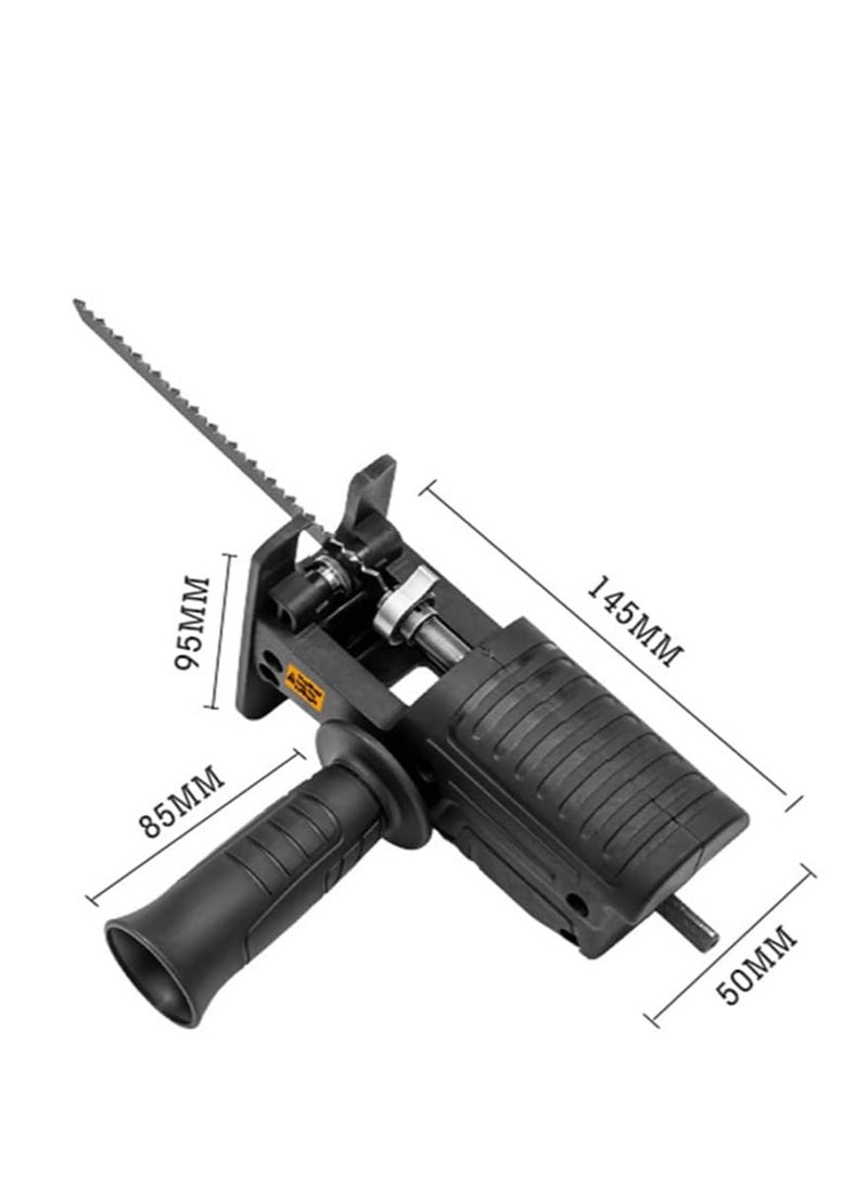 Portable Reciprocating Saw Adapter, Multifunctional Electric Drill Tool Modified Attachment with Ergonomic Handle and 3 Saw Blades for Cutting Metal and Wood - Image 3
