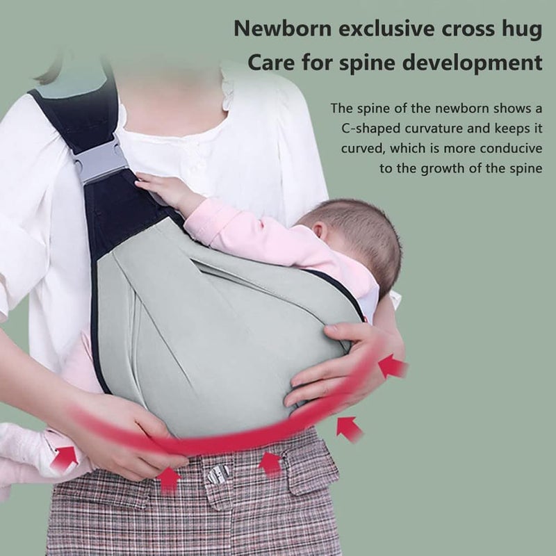 Roysmart Baby Sling Adjustable Multifunctional Baby Carrier Sling Newborn Breathable Baby Sling Adjustable Baby Carrier for Baby Carrier Toddlers up to 20 kg (Grey) - Image 2