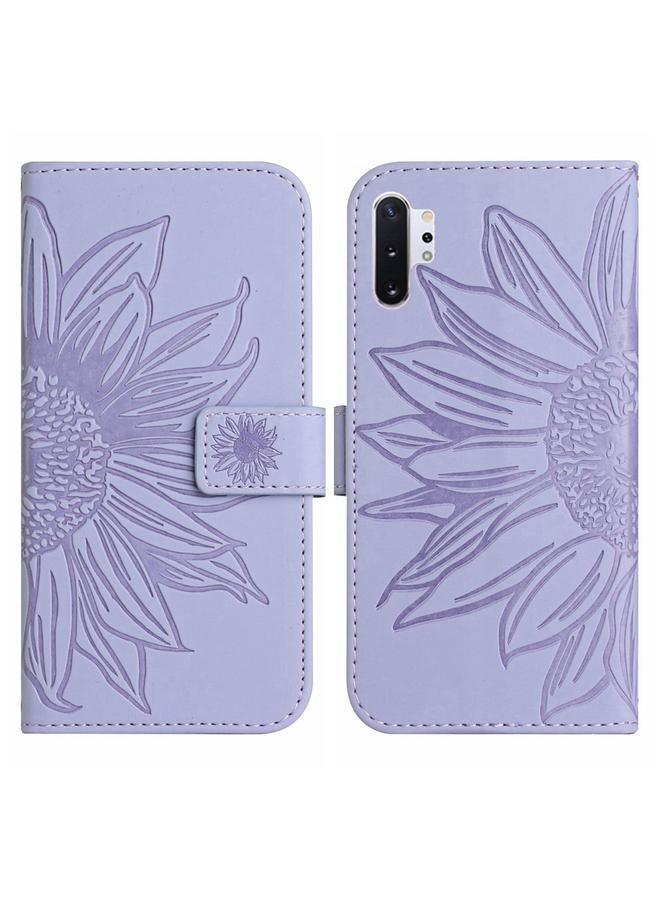 اس-توب جراب لهاتف Samsung Galaxy Note10+ مصنوع من الجلد بتصميم زهرة الشمس مع حبل تعليق - Image 2