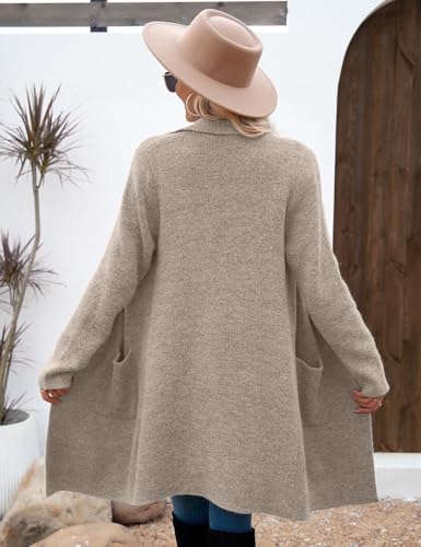 CiCiBird Women Fall Winter Long Cardigan Sweater Trendy Knit Jacket Coat Dressy Blazer Coatigan Khaki S - Image 2