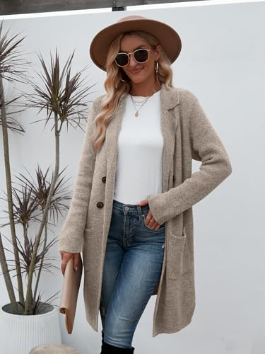 CiCiBird Women Fall Winter Long Cardigan Sweater Trendy Knit Jacket Coat Dressy Blazer Coatigan Khaki S - Image 4