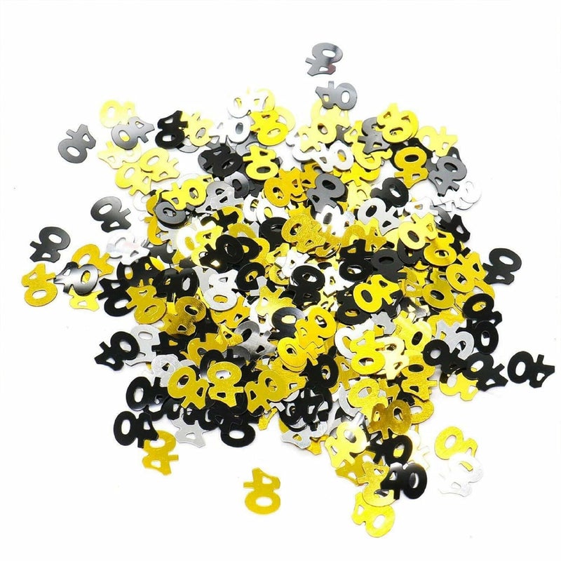 WP WANNA PARTY Wanna Party 40th Birthday Confetti Golden Black Silver Confetti 40 Happy Birthday Letters Confetti for Birthday Special Events Table Scatter Decorations 